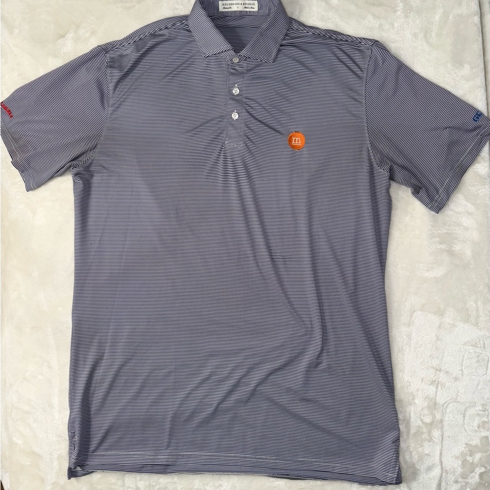 Holderness & Bourne Blue Striped Golf Polo